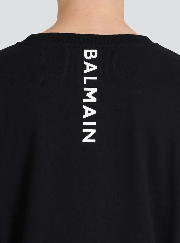 Balmain Sweatshirts Mens EcoDesigned Cotton Sweatshirt With Balmain Logo Print Black Balmain Sweatshirts Mens EcoDesigned Cotton Sweatshirt With Balmain Logo Print Black