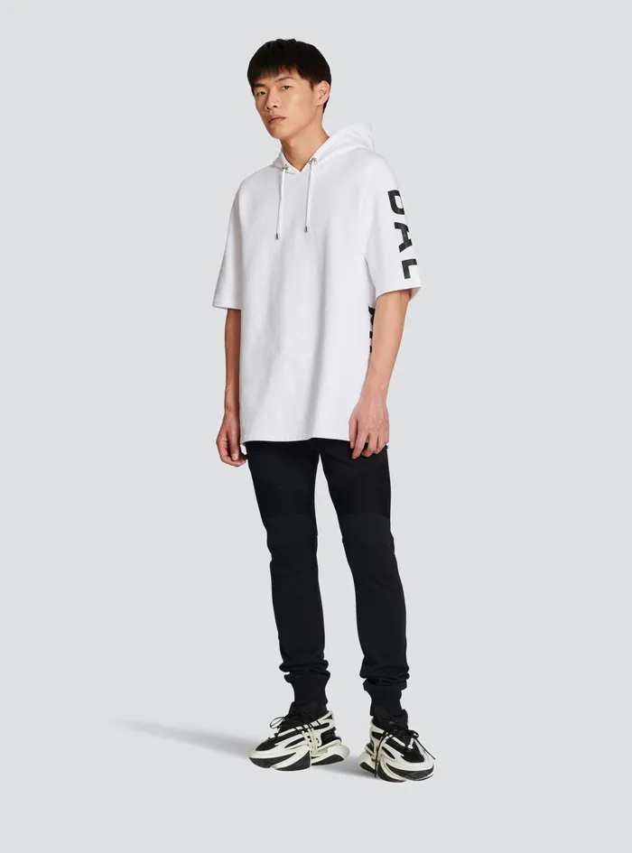 Balmain Sweatshirts Mens Oversized EcoDesigned Cotton Hooded Sweatshirt Withbalmain Logo Print White Balmain Sweatshirts Mens Oversized EcoDesigned Cotton Hooded Sweatshirt Withbalmain Logo Print White