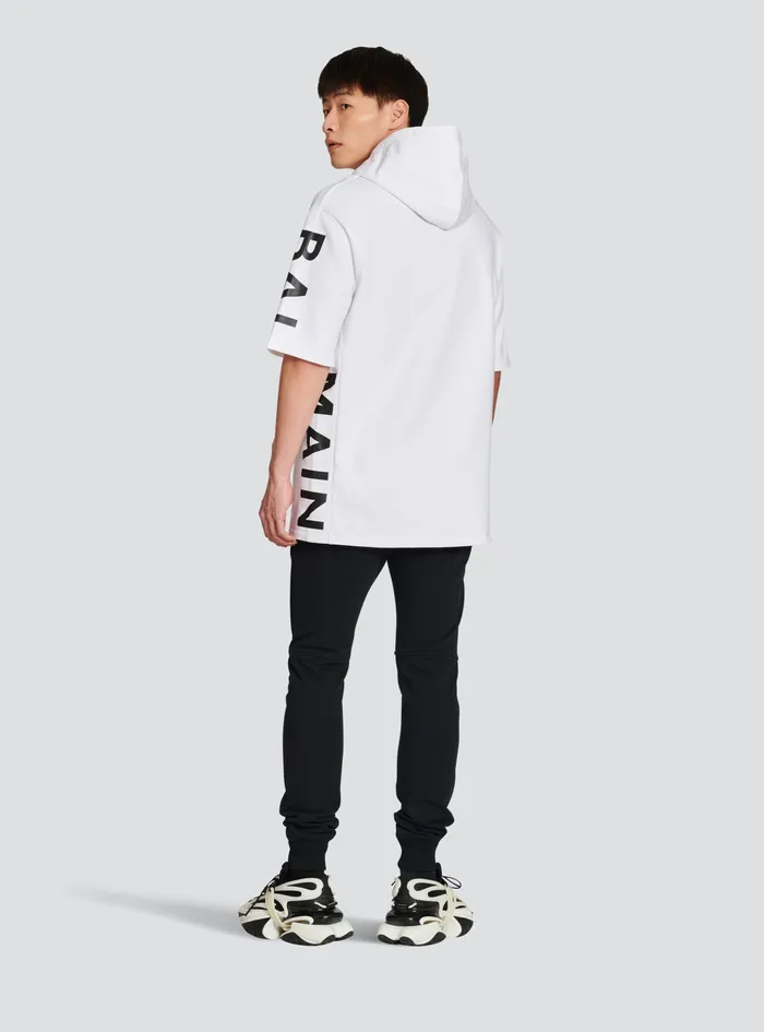 Balmain Sweatshirts Mens Oversized EcoDesigned Cotton Hooded Sweatshirt Withbalmain Logo Print White Balmain Sweatshirts Mens Oversized EcoDesigned Cotton Hooded Sweatshirt Withbalmain Logo Print White