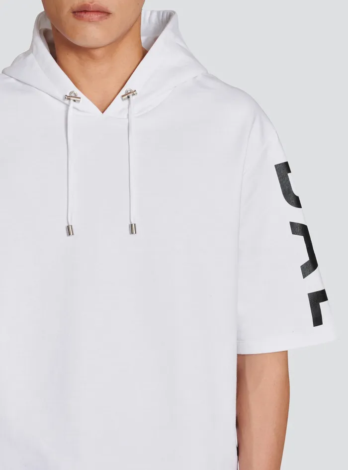 Balmain Sweatshirts Mens Oversized EcoDesigned Cotton Hooded Sweatshirt Withbalmain Logo Print White Balmain Sweatshirts Mens Oversized EcoDesigned Cotton Hooded Sweatshirt Withbalmain Logo Print White