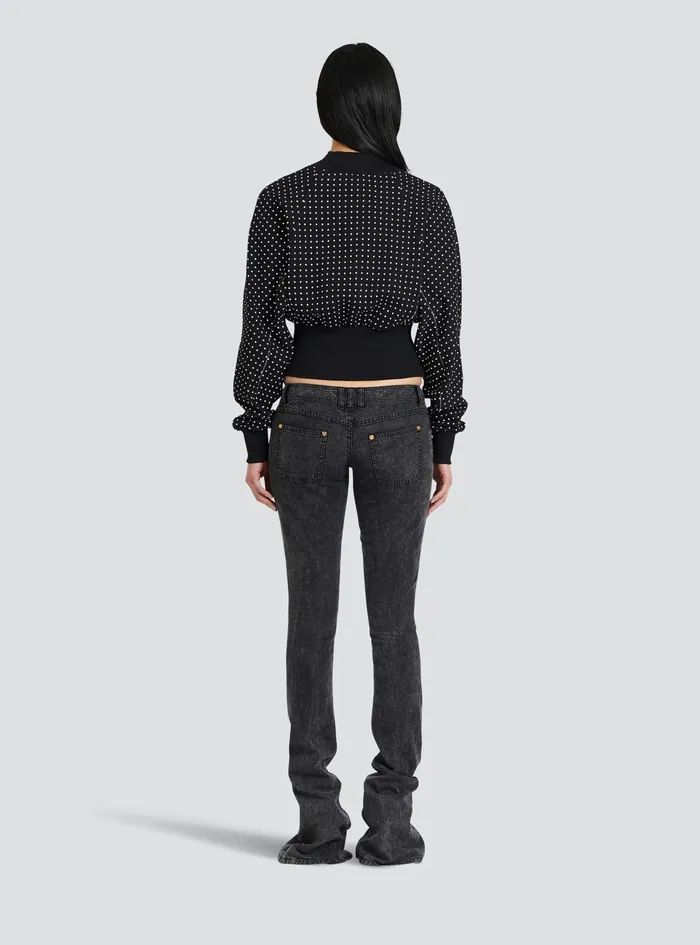 Balmain Sweatshirts Womens Cotton Sweatshirt With Printed Dots And Balmain Logo Black Balmain Sweatshirts Womens Cotton Sweatshirt With Printed Dots And Balmain Logo Black