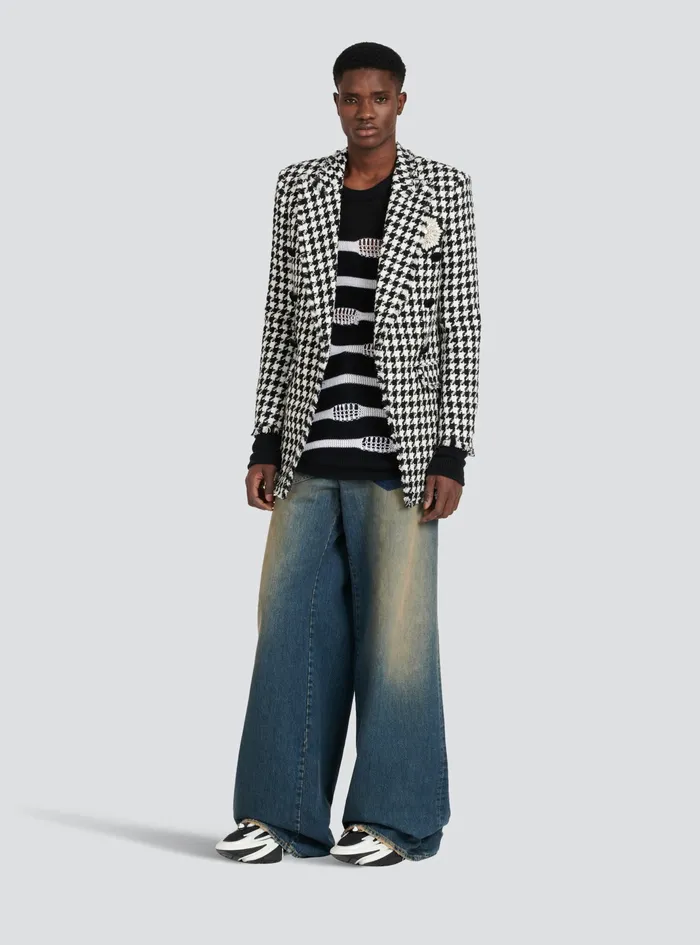 Balmain TShirts Mens Destroyed Striped Nautical Sweater Black Balmain TShirts Mens Destroyed Striped Nautical Sweater Black