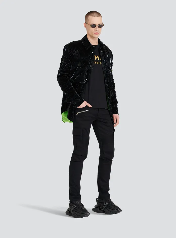 Balmain TShirts Mens EcoDesigned Cotton TShirt With Balmain Paris Logo Print Black