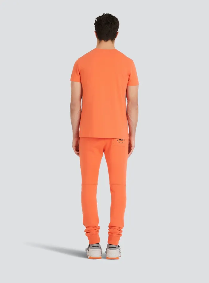 Balmain TShirts Mens EcoDesigned Cotton TShirt With Balmain Paris Logo Print Orange Balmain TShirts Mens EcoDesigned Cotton TShirt With Balmain Paris Logo Print Orange