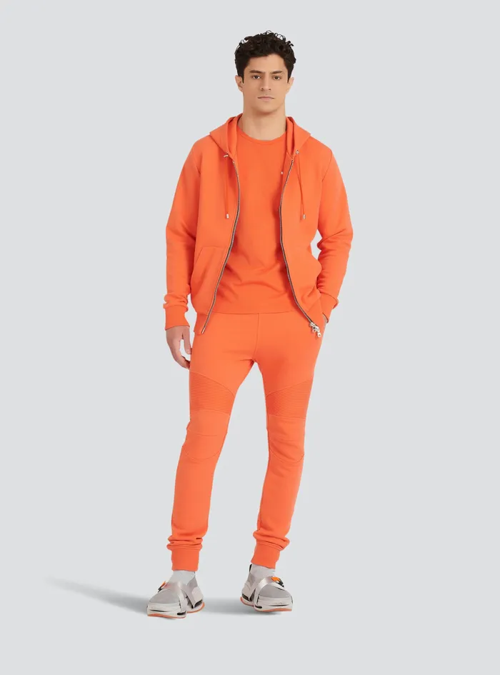 Balmain TShirts Mens EcoDesigned Cotton TShirt With Small Flocked Balmain Paris Logo Orange Balmain TShirts Mens EcoDesigned Cotton TShirt With Small Flocked Balmain Paris Logo Orange