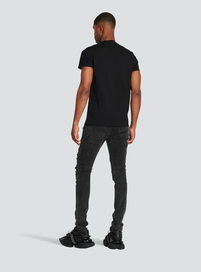 Balmain TShirts Mens Exclusive 8211 Cotton TShirt With Balmain Logo Print Black