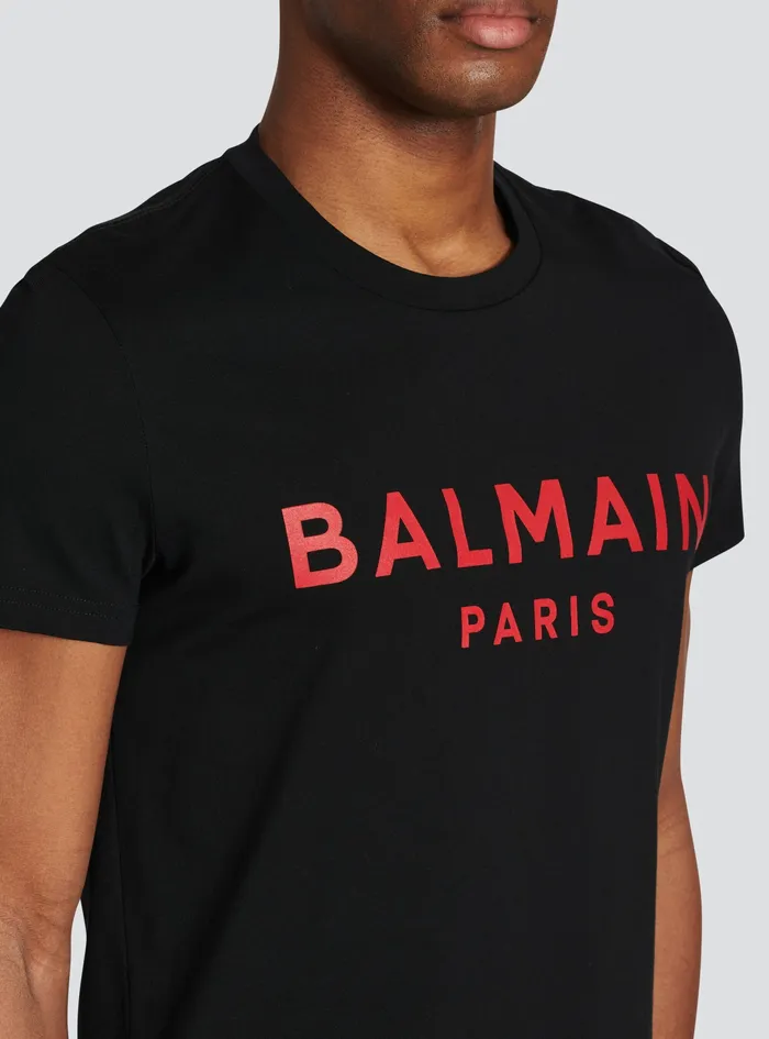 Balmain TShirts Mens Exclusive 8211 Cotton TShirt With Balmain Logo Print Black
