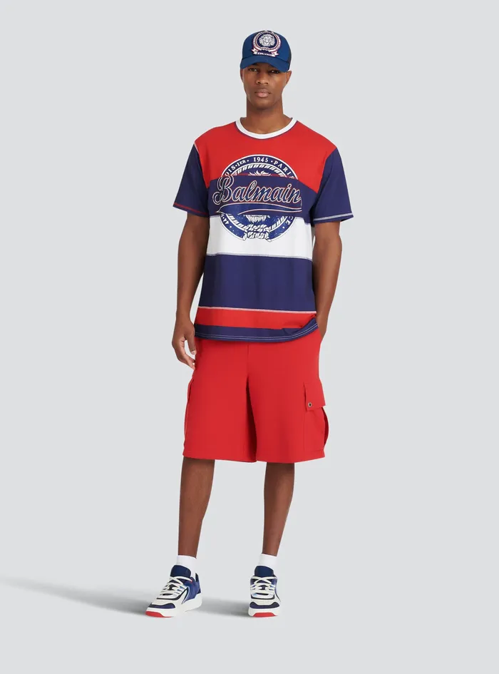 Balmain TShirts Mens High Summer Capsule 8211 Cotton TShirt With Balmain Paris Logo Print Multicolor Balmain TShirts Mens High Summer Capsule 8211 Cotton TShirt With Balmain Paris Logo Print Multicolor