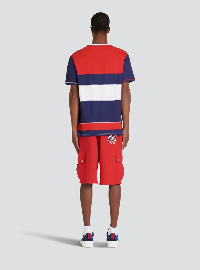 Balmain TShirts Mens High Summer Capsule 8211 Cotton TShirt With Balmain Paris Logo Print Multicolor Balmain TShirts Mens High Summer Capsule 8211 Cotton TShirt With Balmain Paris Logo Print Multicolor