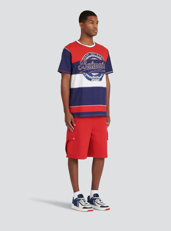 Balmain TShirts Mens High Summer Capsule 8211 Cotton TShirt With Balmain Paris Logo Print Multicolor Balmain TShirts Mens High Summer Capsule 8211 Cotton TShirt With Balmain Paris Logo Print Multicolor
