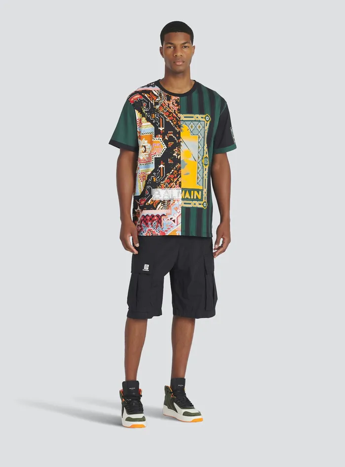 Balmain TShirts Mens Oversized Cotton TShirt With Multicolor Balmain Print Multicolor Balmain TShirts Mens Oversized Cotton TShirt With Multicolor Balmain Print Multicolor