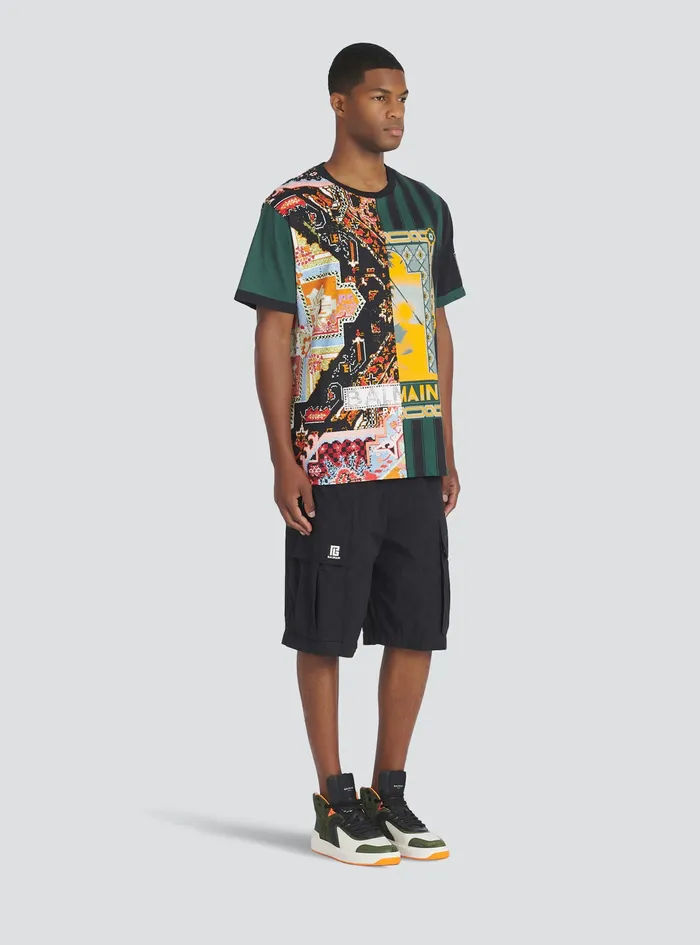 Balmain TShirts Mens Oversized Cotton TShirt With Multicolor Balmain Print Multicolor Balmain TShirts Mens Oversized Cotton TShirt With Multicolor Balmain Print Multicolor