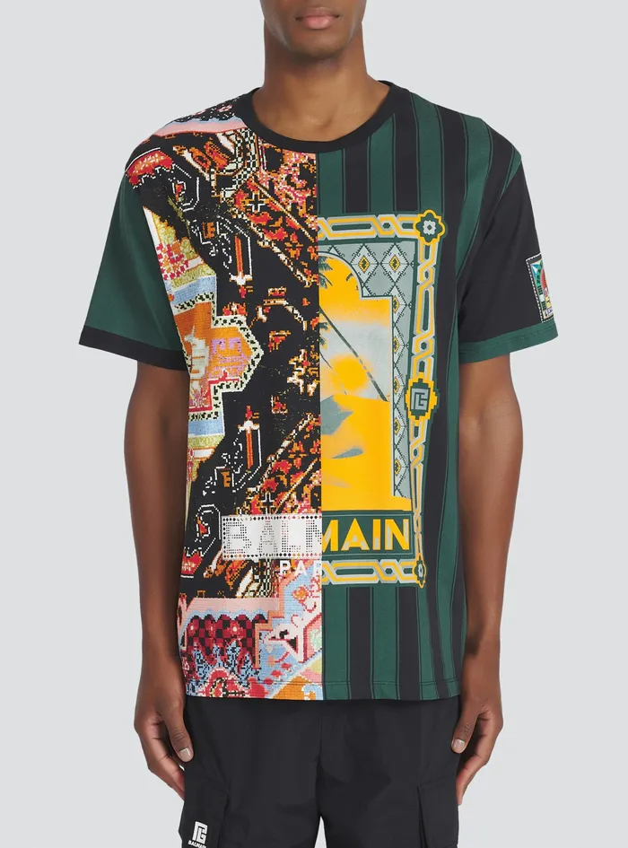 Balmain TShirts Mens Oversized Cotton TShirt With Multicolor Balmain Print Multicolor Balmain TShirts Mens Oversized Cotton TShirt With Multicolor Balmain Print Multicolor