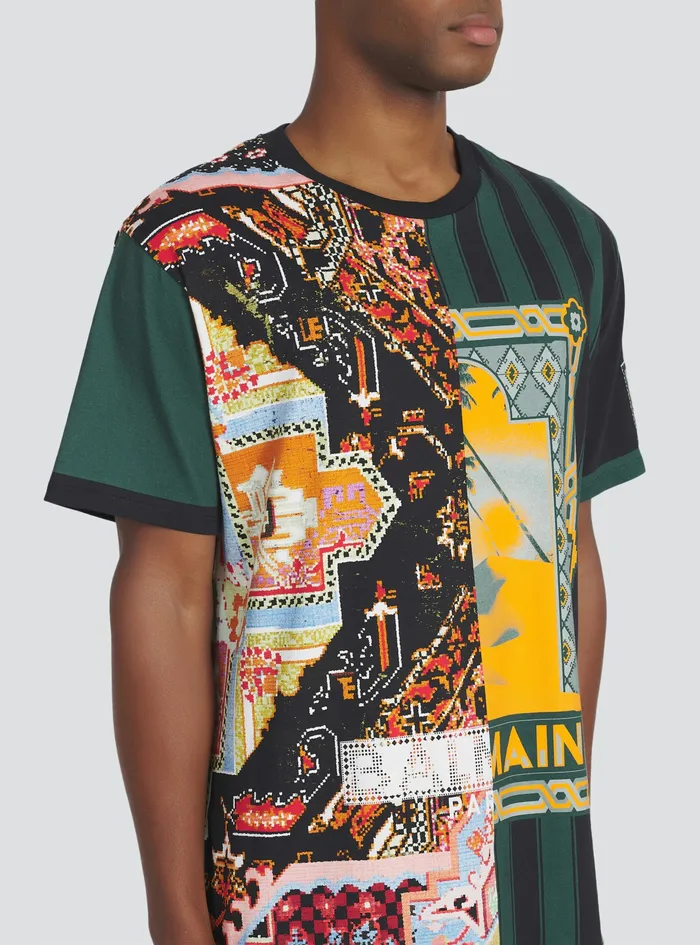 Balmain TShirts Mens Oversized Cotton TShirt With Multicolor Balmain Print Multicolor Balmain TShirts Mens Oversized Cotton TShirt With Multicolor Balmain Print Multicolor