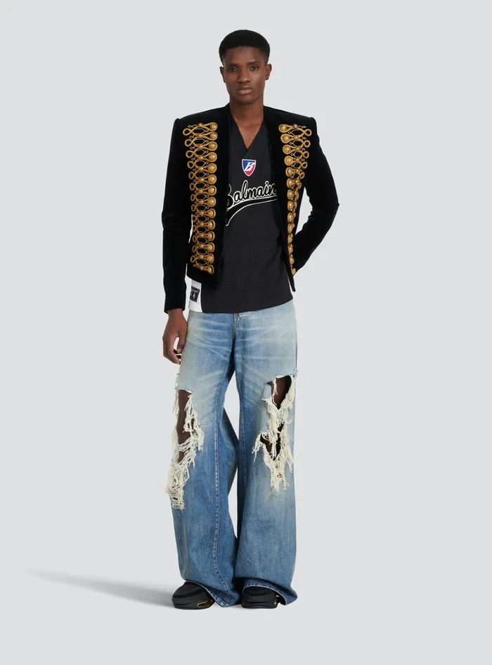 Balmain TShirts Mens Oversized Mesh Hockey TShirt Black