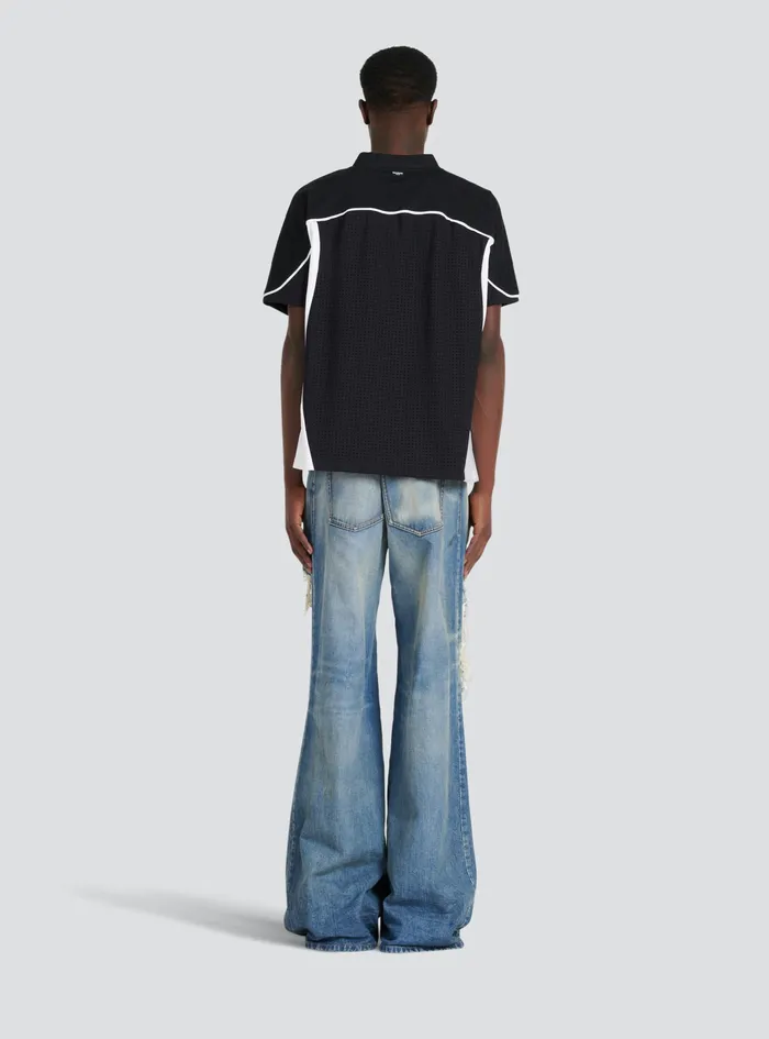 Balmain TShirts Mens Oversized Mesh Hockey TShirt Black