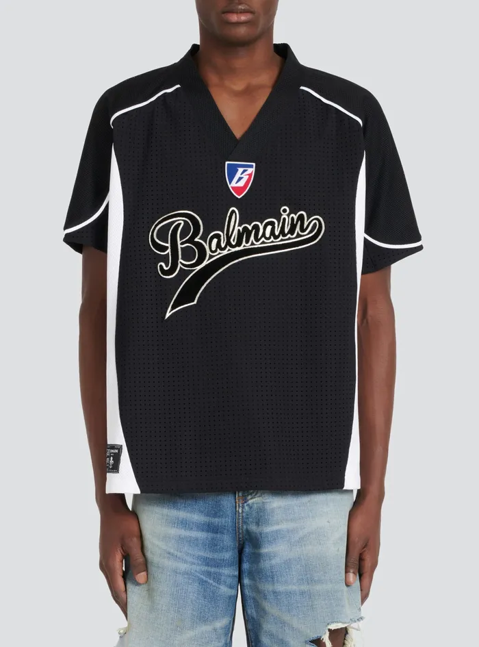 Balmain TShirts Mens Oversized Mesh Hockey TShirt Black