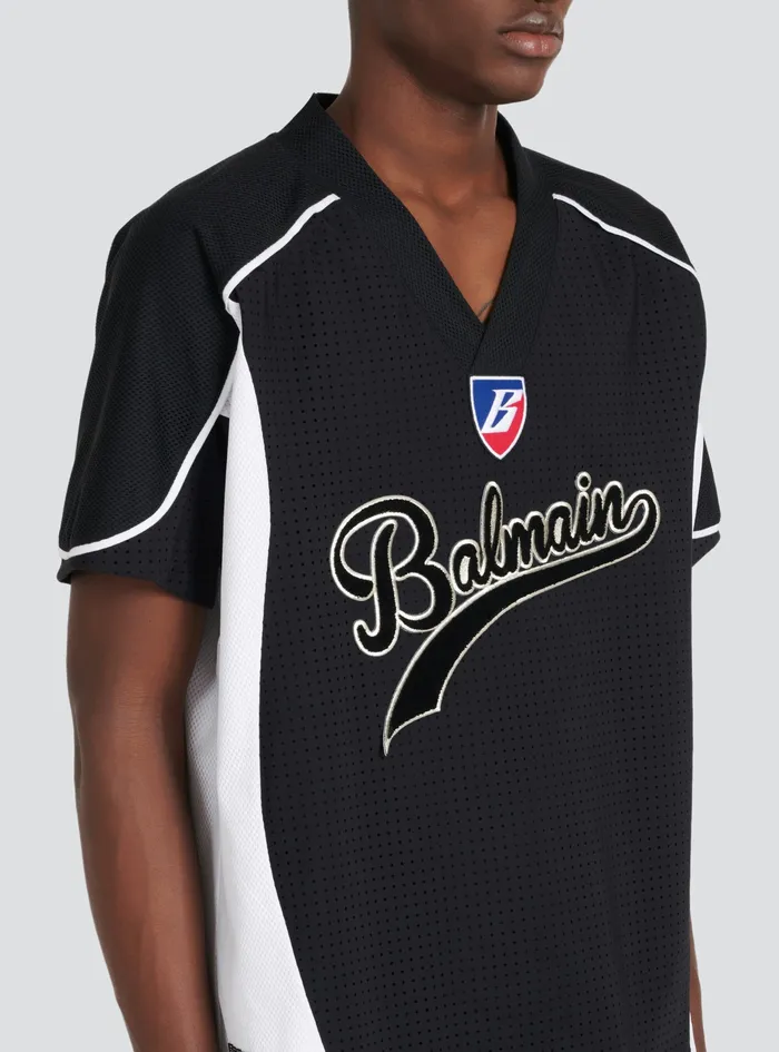 Balmain TShirts Mens Oversized Mesh Hockey TShirt Black