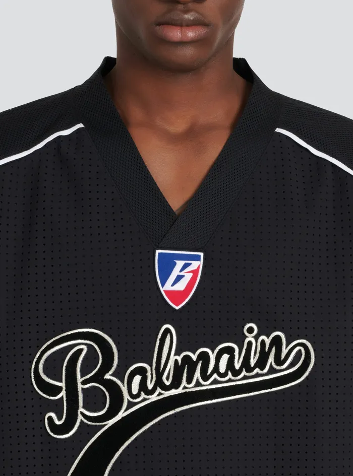 Balmain TShirts Mens Oversized Mesh Hockey TShirt Black