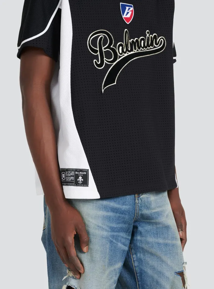 Balmain TShirts Mens Oversized Mesh Hockey TShirt Black