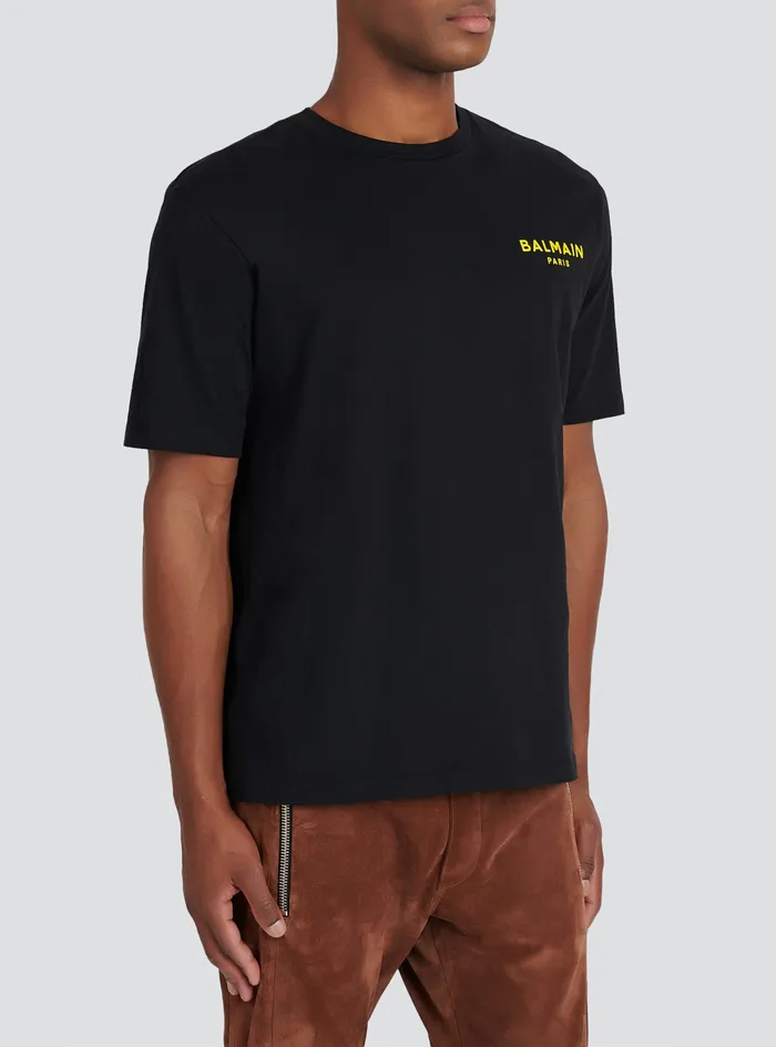 Balmain TShirts Mens X Netflix Cotton TShirt With Small Balmain Logo Print Black Balmain TShirts Mens X Netflix Cotton TShirt With Small Balmain Logo Print Black
