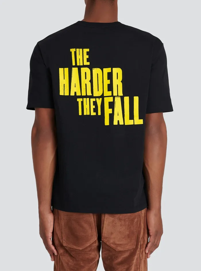 Balmain TShirts Mens X Netflix Cotton TShirt With Small Balmain Logo Print Black Balmain TShirts Mens X Netflix Cotton TShirt With Small Balmain Logo Print Black