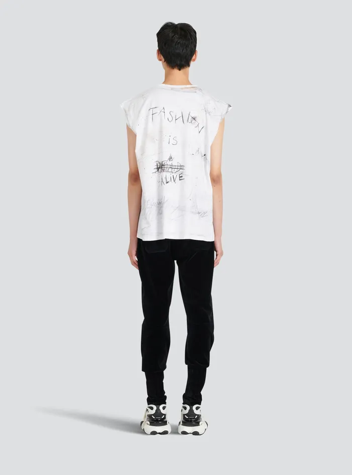 Balmain TShirts WomensMens Unisex 8211 Vintage TShirt With Balmain Logo Print Graffiti White Balmain TShirts WomensMens Unisex 8211 Vintage TShirt With Balmain Logo Print Graffiti White