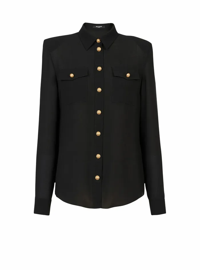 Balmain Tops And Shirts Womens Crpe De Chine Shirt Black