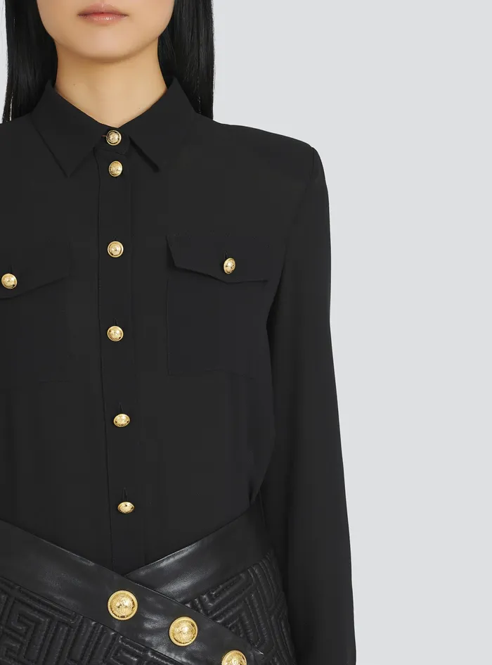 Balmain Tops And Shirts Womens Crpe De Chine Shirt Black Balmain Tops And Shirts Womens Crpe De Chine Shirt Black