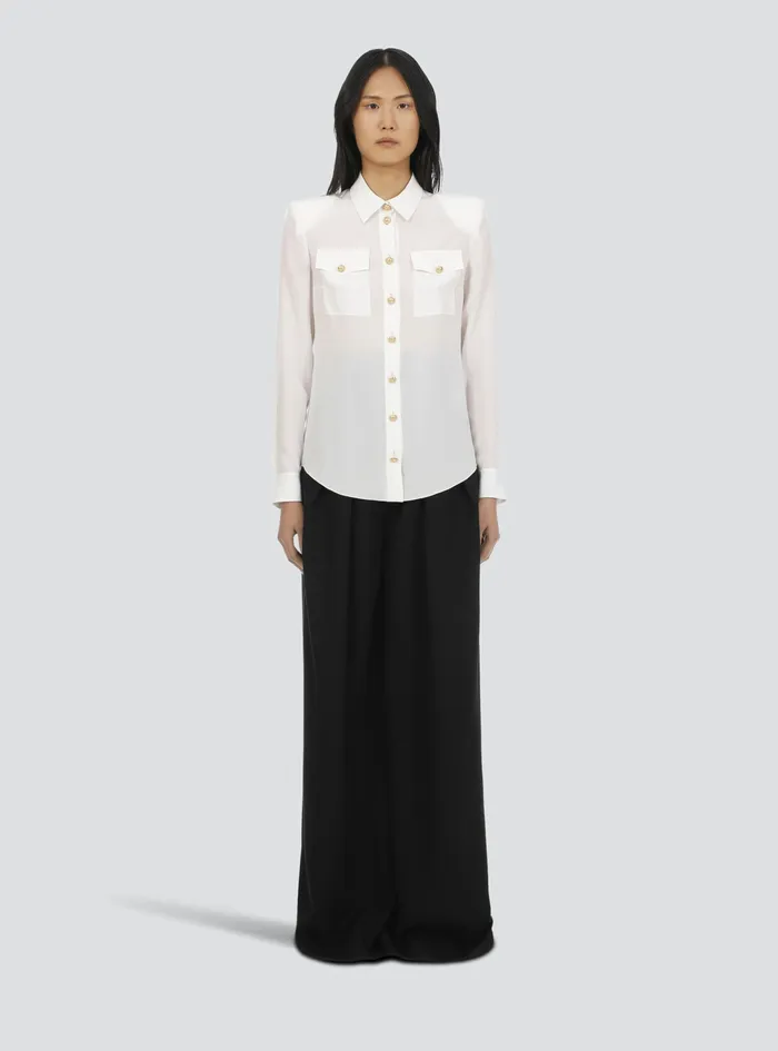 Balmain Tops And Shirts Womens Crpe De Chine Shirt White Balmain Tops And Shirts Womens Crpe De Chine Shirt White