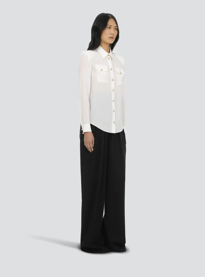 Balmain Tops And Shirts Womens Crpe De Chine Shirt White Balmain Tops And Shirts Womens Crpe De Chine Shirt White