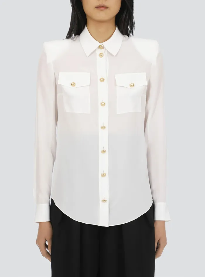 Balmain Tops And Shirts Womens Crpe De Chine Shirt White Balmain Tops And Shirts Womens Crpe De Chine Shirt White