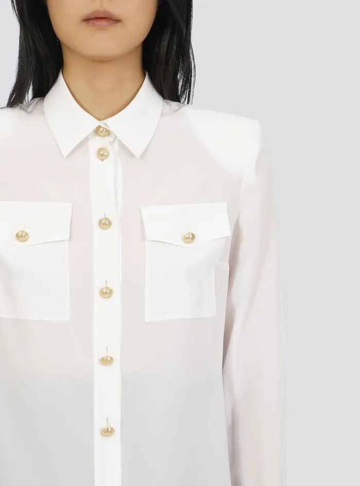 Balmain Tops And Shirts Womens Crpe De Chine Shirt White Balmain Tops And Shirts Womens Crpe De Chine Shirt White