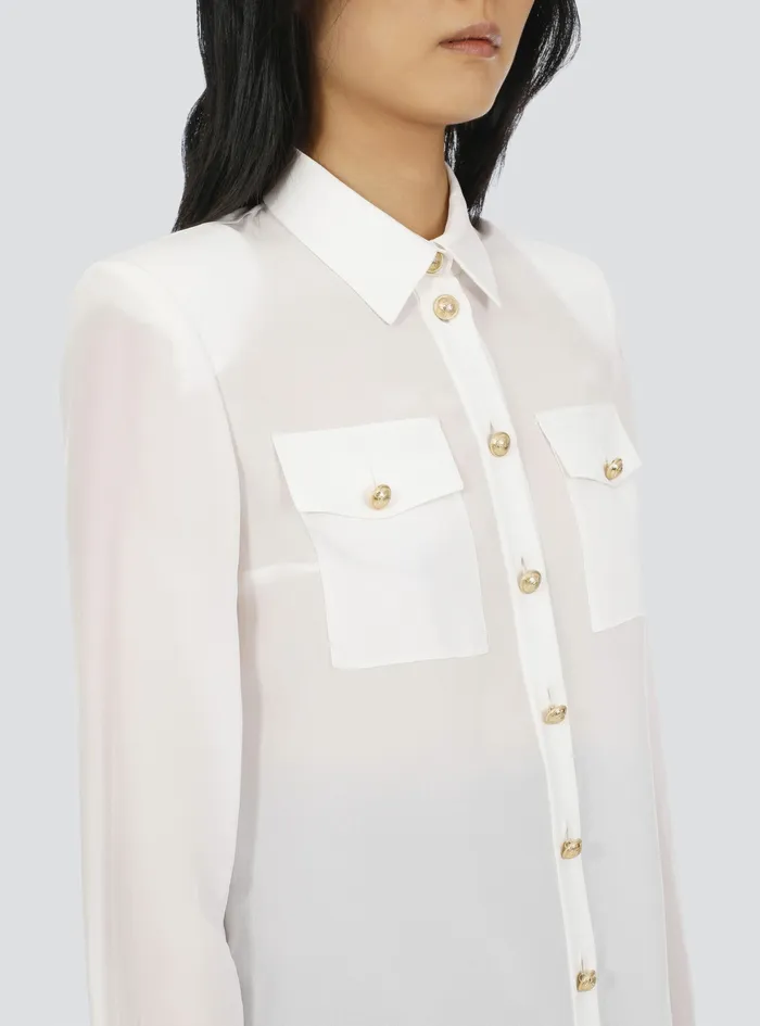 Balmain Tops And Shirts Womens Crpe De Chine Shirt White Balmain Tops And Shirts Womens Crpe De Chine Shirt White