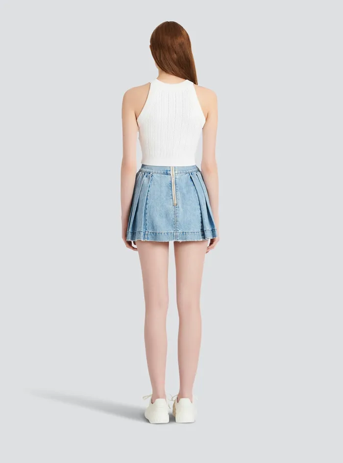 Balmain Tops And Shirts Womens Knit Crop Top White Balmain Tops And Shirts Womens Knit Crop Top White