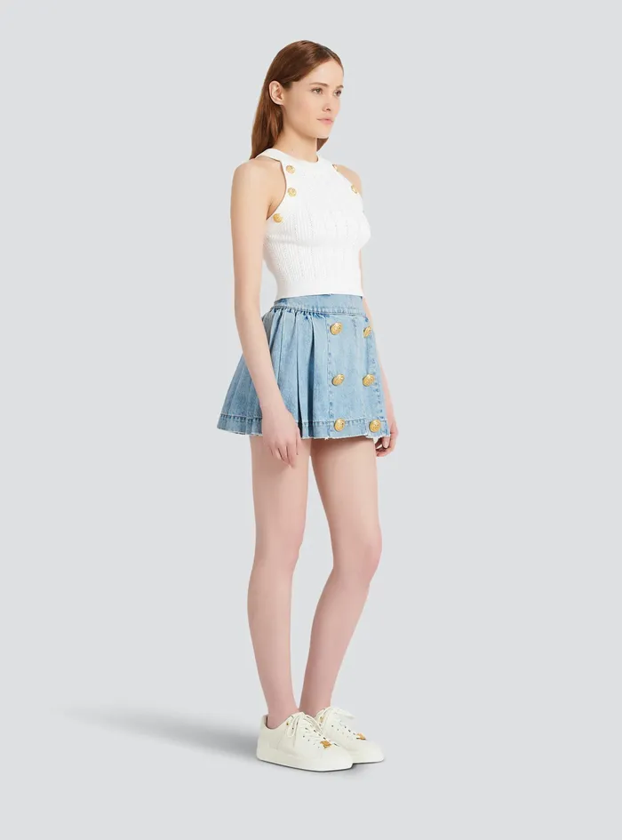 Balmain Tops And Shirts Womens Knit Crop Top White Balmain Tops And Shirts Womens Knit Crop Top White