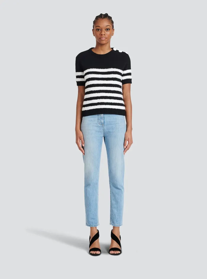 Balmain Tops And Shirts Womens Knit TShirt Black Balmain Tops And Shirts Womens Knit TShirt Black
