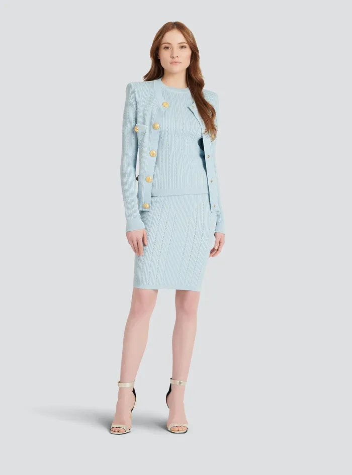 Balmain Tops And Shirts Womens Knit TShirt Blue Balmain Tops And Shirts Womens Knit TShirt Blue