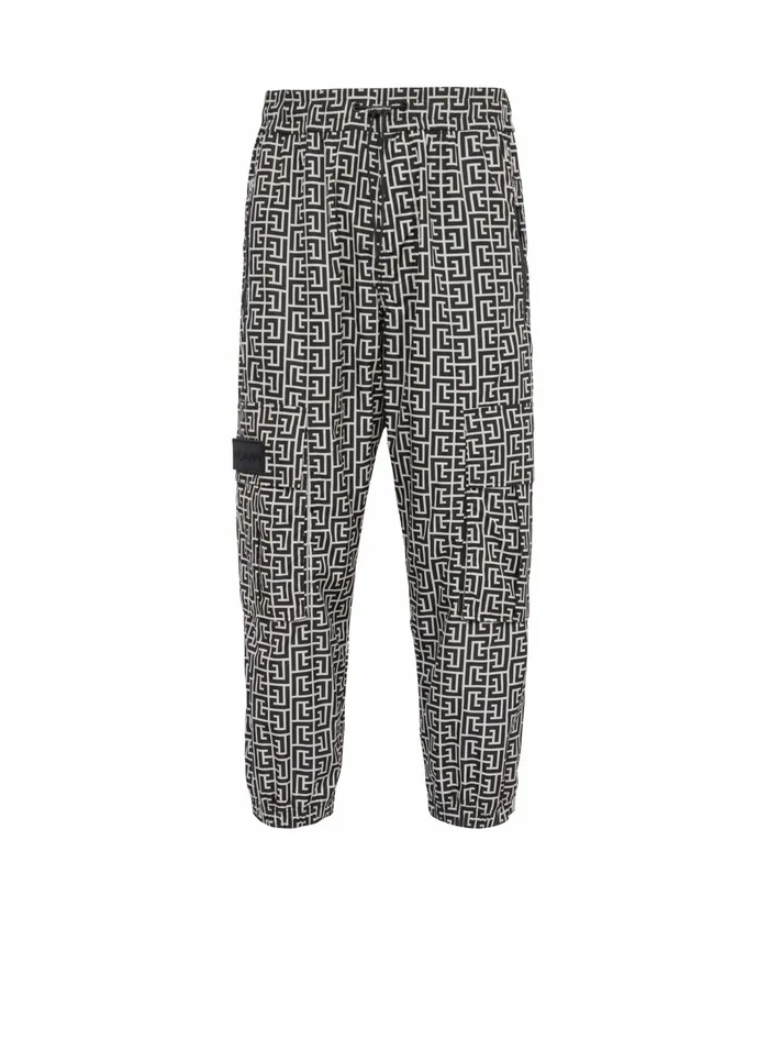 Balmain Trousers And Shorts Mens Cargo Pants With Balmain Monogram Black