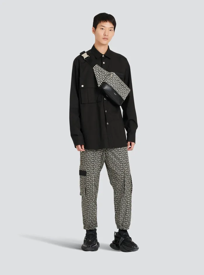 Balmain Trousers And Shorts Mens Cargo Pants With Balmain Monogram Black Balmain Trousers And Shorts Mens Cargo Pants With Balmain Monogram Black