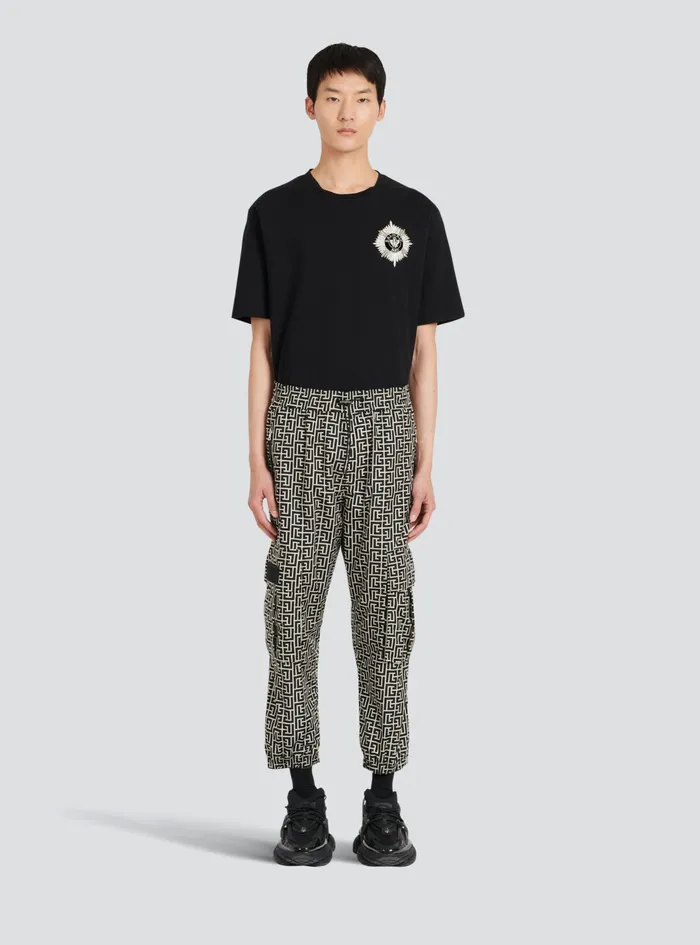 Balmain Trousers And Shorts Mens Cargo Pants With Balmain Monogram Black Balmain Trousers And Shorts Mens Cargo Pants With Balmain Monogram Black