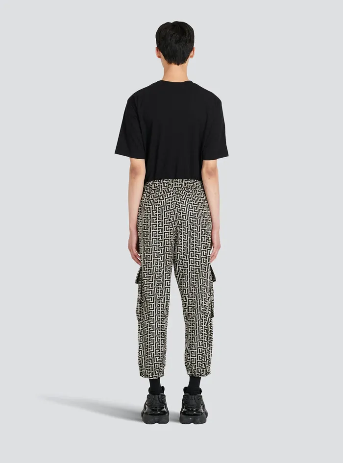Balmain Trousers And Shorts Mens Cargo Pants With Balmain Monogram Black Balmain Trousers And Shorts Mens Cargo Pants With Balmain Monogram Black