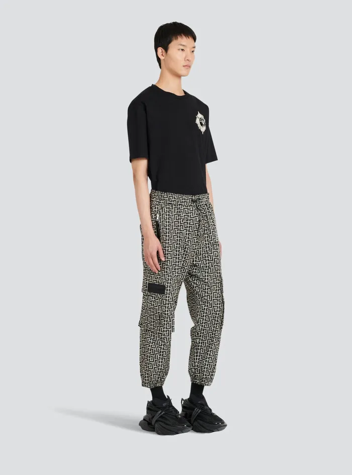 Balmain Trousers And Shorts Mens Cargo Pants With Balmain Monogram Black Balmain Trousers And Shorts Mens Cargo Pants With Balmain Monogram Black