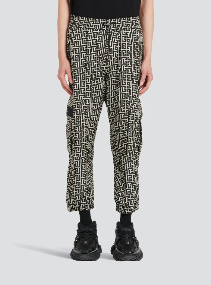 Balmain Trousers And Shorts Mens Cargo Pants With Balmain Monogram Black Balmain Trousers And Shorts Mens Cargo Pants With Balmain Monogram Black