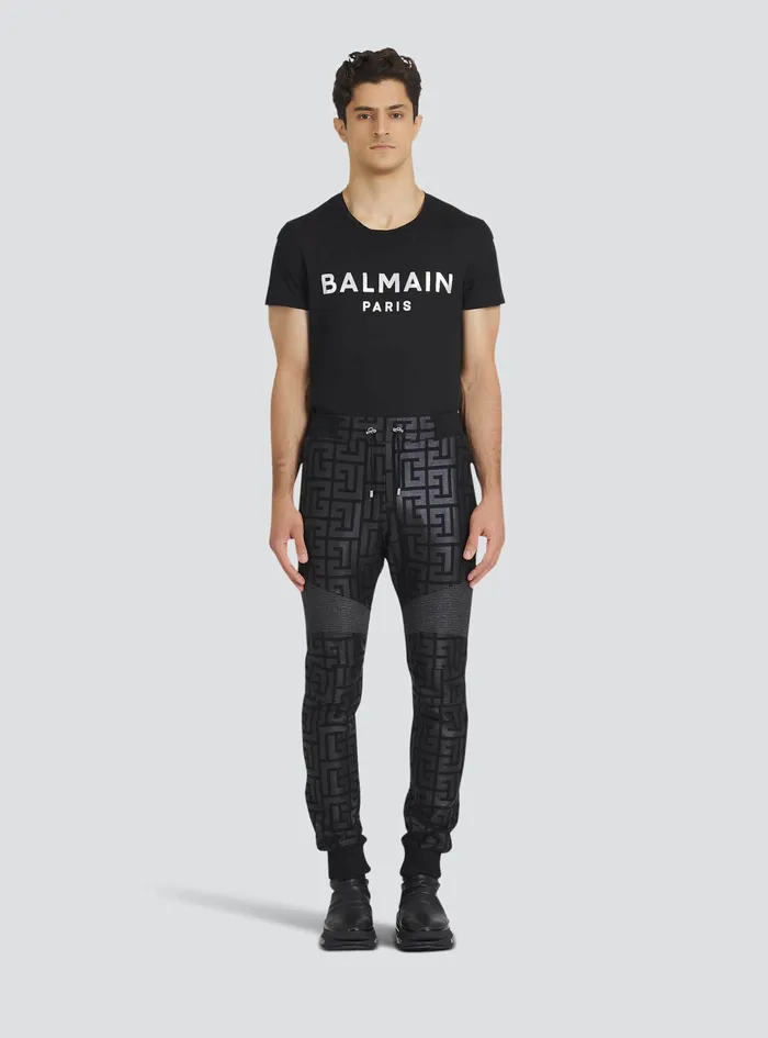 Balmain Trousers And Shorts Mens EcoDesigned Cotton Sweatpants With Maxi Balmain Monogram Black Balmain Trousers And Shorts Mens EcoDesigned Cotton Sweatpants With Maxi Balmain Monogram Black