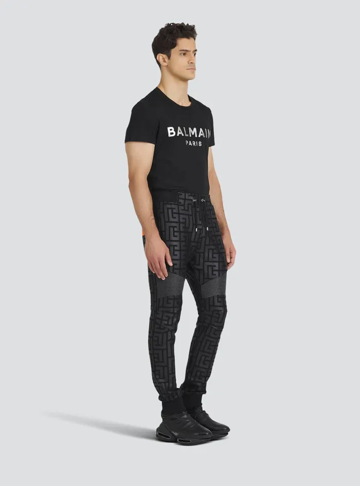 Balmain Trousers And Shorts Mens EcoDesigned Cotton Sweatpants With Maxi Balmain Monogram Black Balmain Trousers And Shorts Mens EcoDesigned Cotton Sweatpants With Maxi Balmain Monogram Black