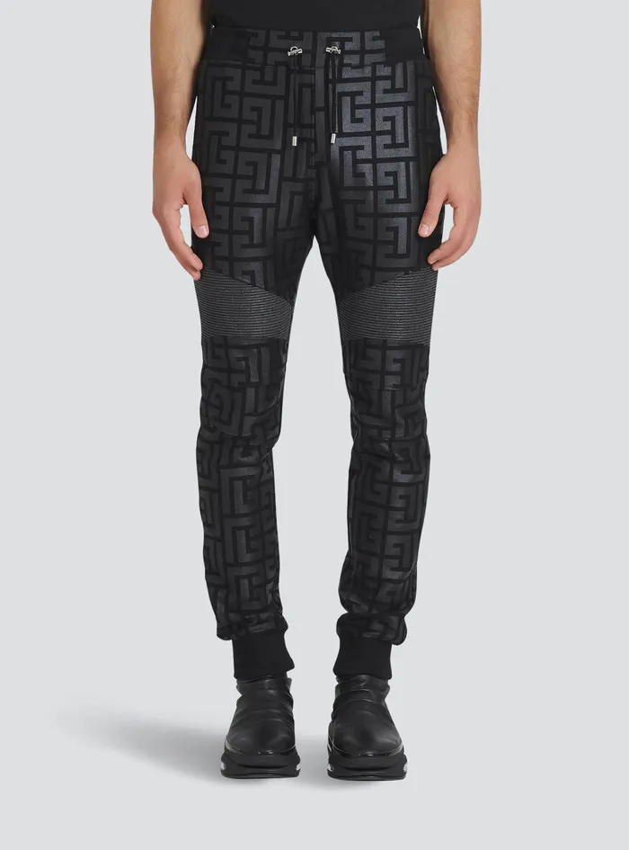 Balmain Trousers And Shorts Mens EcoDesigned Cotton Sweatpants With Maxi Balmain Monogram Black Balmain Trousers And Shorts Mens EcoDesigned Cotton Sweatpants With Maxi Balmain Monogram Black