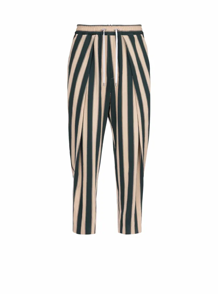 Balmain Trousers And Shorts Mens Striped EcoDesigned Cotton Pleated Pants Multicolor Balmain Trousers And Shorts Mens Striped EcoDesigned Cotton Pleated Pants Multicolor