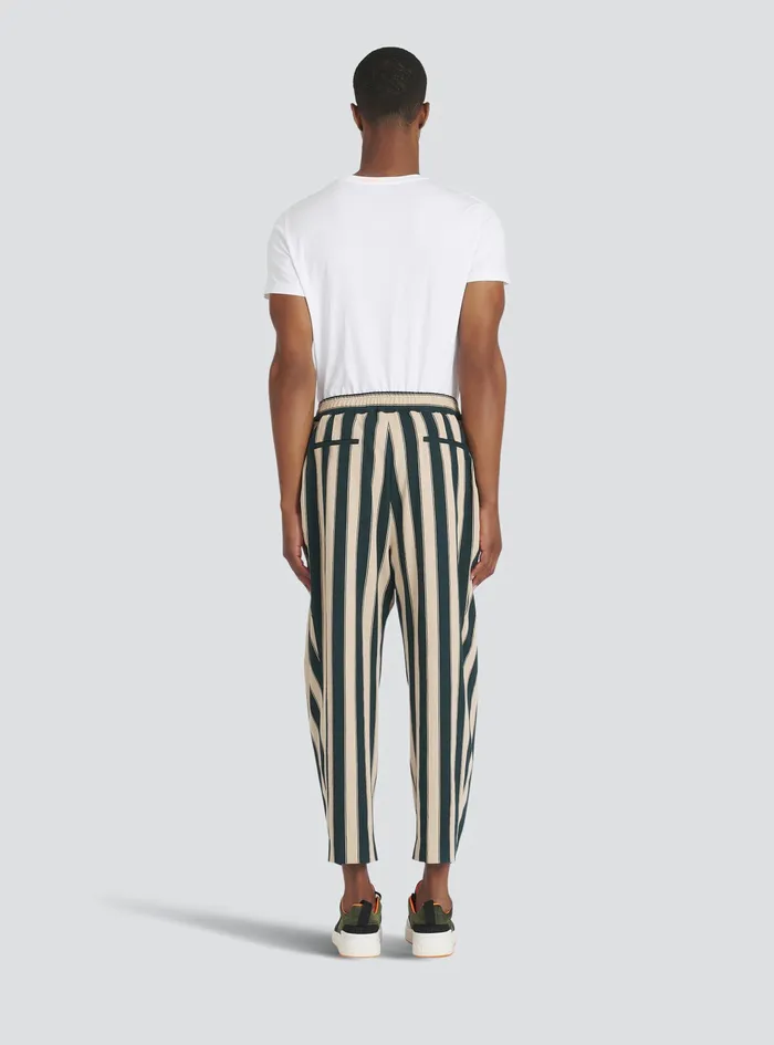 Balmain Trousers And Shorts Mens Striped EcoDesigned Cotton Pleated Pants Multicolor Balmain Trousers And Shorts Mens Striped EcoDesigned Cotton Pleated Pants Multicolor