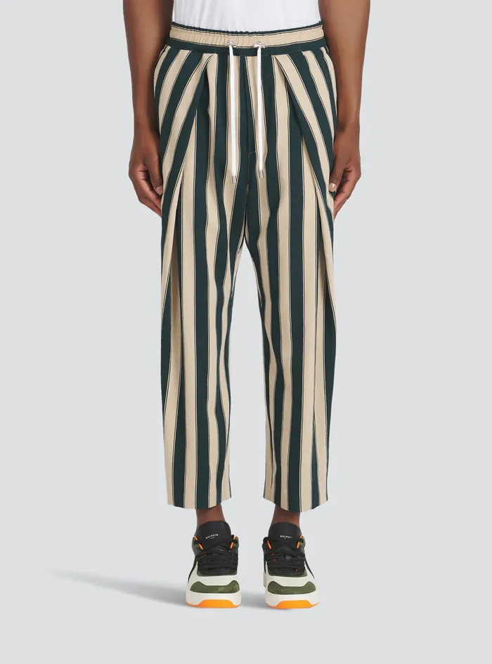 Balmain Trousers And Shorts Mens Striped EcoDesigned Cotton Pleated Pants Multicolor Balmain Trousers And Shorts Mens Striped EcoDesigned Cotton Pleated Pants Multicolor